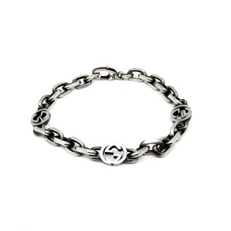 구찌 인터로킹 체인 실버 팔찌